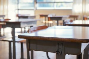 Classroom windows and desks.