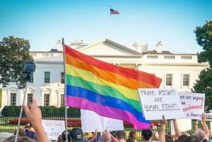Trans and LGBTQ rights protesters in Washington, DC.
