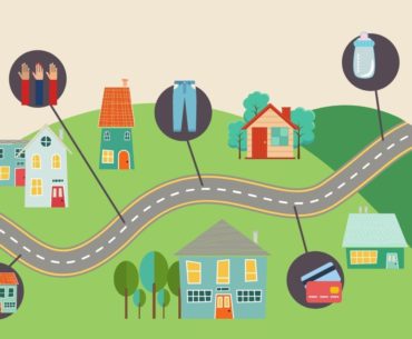 A cartoon graphic of a winding road showing different moments in history where advancements to women's rights were made, such as voting and wearing pants