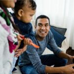 Family listening to music.