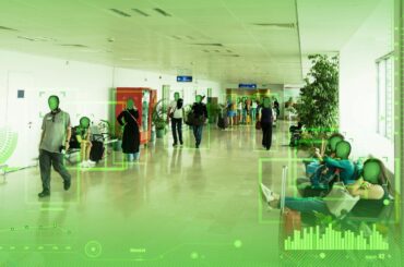 Facial recognition tech concept.