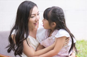 Mom comforting child