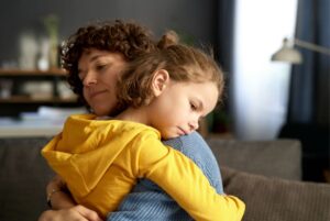 Mom calming child