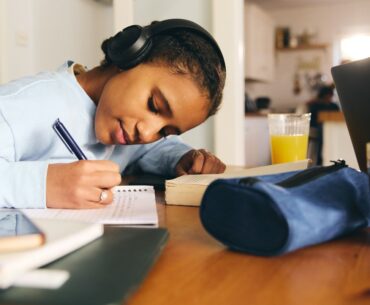 teen girl doing homework
