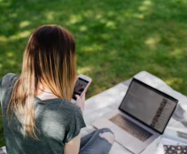 Teen girl scrolling on smartphone