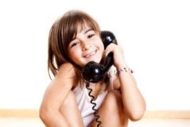 Kid on landline phone
