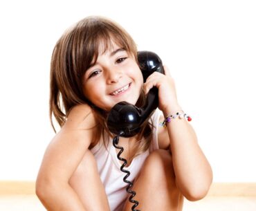 Kid on landline phone