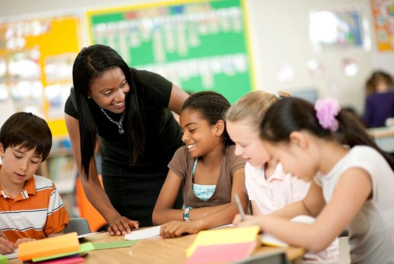 Teacher with students in the classroom