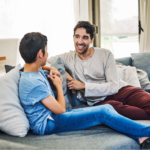 Dad and son having a talk
