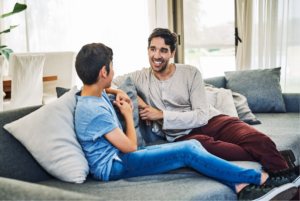 Dad and son having a talk