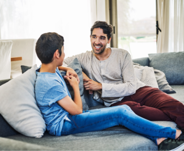 Dad and son having a talk