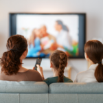 Family watching tv