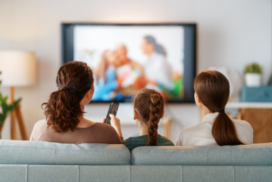 Family watching tv