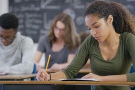 High school students taking a test