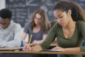 High school students taking a test