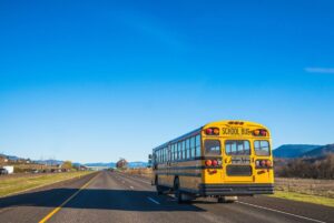 School bus on rural highway