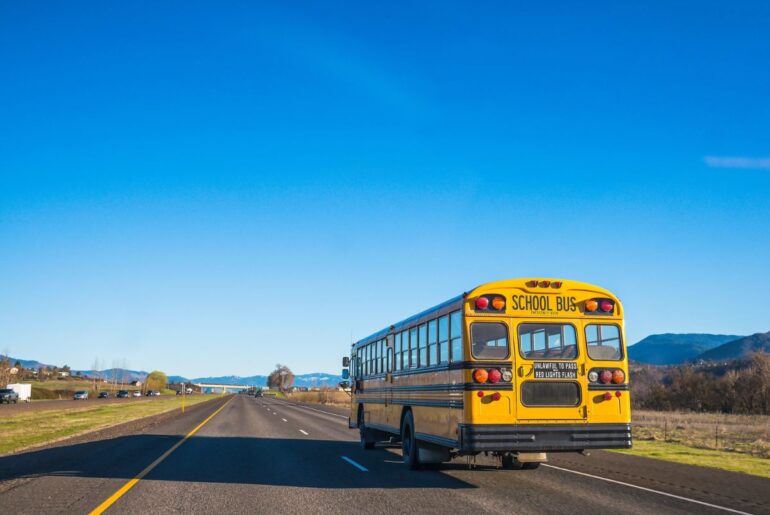 School bus on rural highway