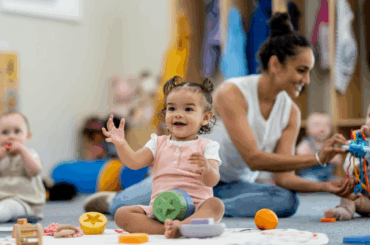 Happy toddler in daycare