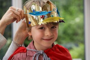 Boy dressed up as a king