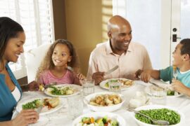 Family eating dinner together