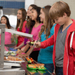 Kids on school lunch line