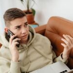 Upset teen calling a mental health hotline