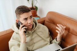 Upset teen calling a mental health hotline