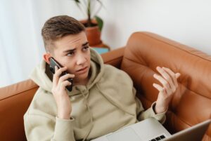 Upset teen calling a mental health hotline
