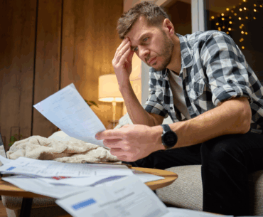 Man trying to budget household bills.