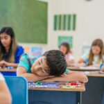 Student sleeping in class.