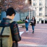 Students walking on college campus