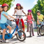 Neighborhood kids riding bikes