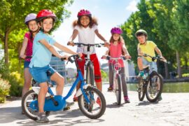 Neighborhood kids riding bikes