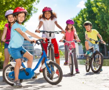 Neighborhood kids riding bikes