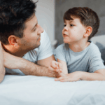 Father having a talk with son