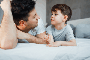 Father having a talk with son