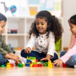 Preschool kids playing with blocks