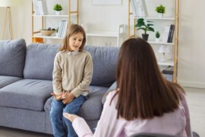 Kid talking to counselor