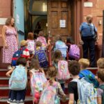 Elementary students enter NYC school