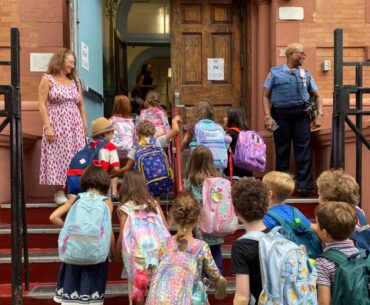 Elementary students enter NYC school