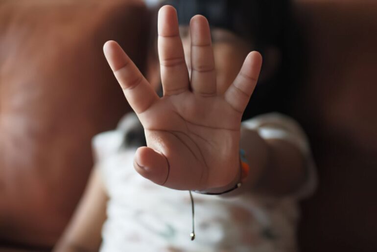 Toddler saying stop